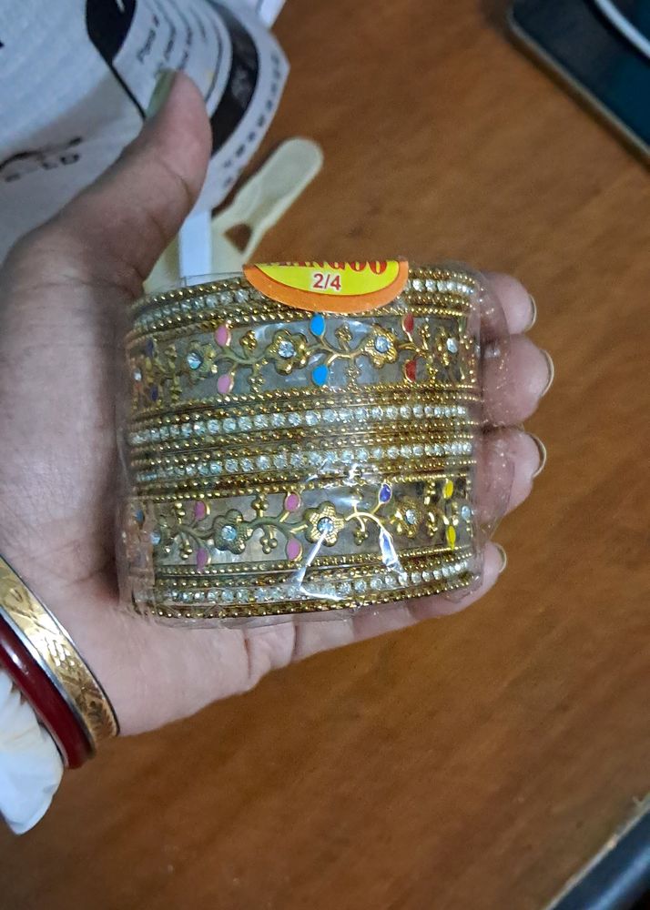 Golden  Bangles 2.4 And 2.6 Size