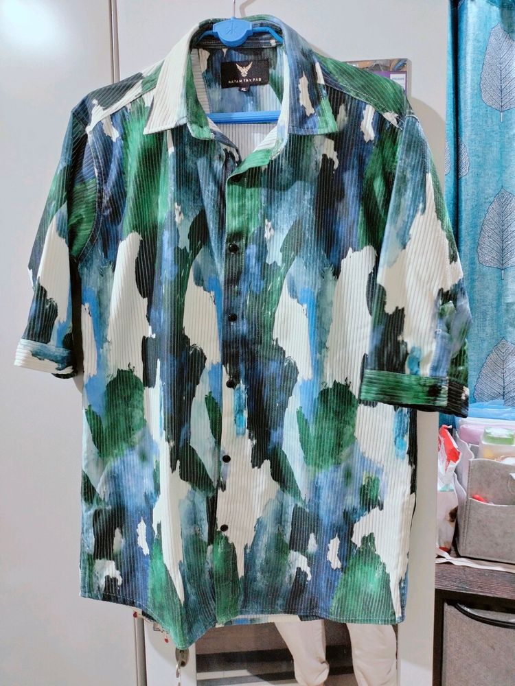 Modern Art Type Print Cotton Shirt