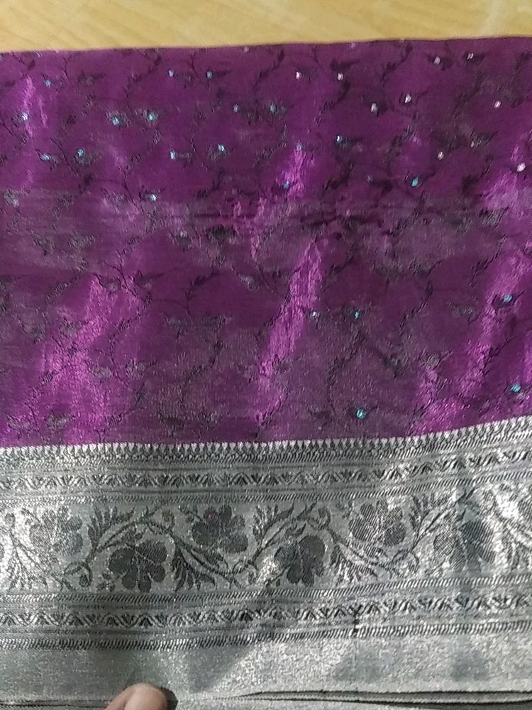 💜💜 Sprakling Pretty Shimmery Purple Vibrant Sari