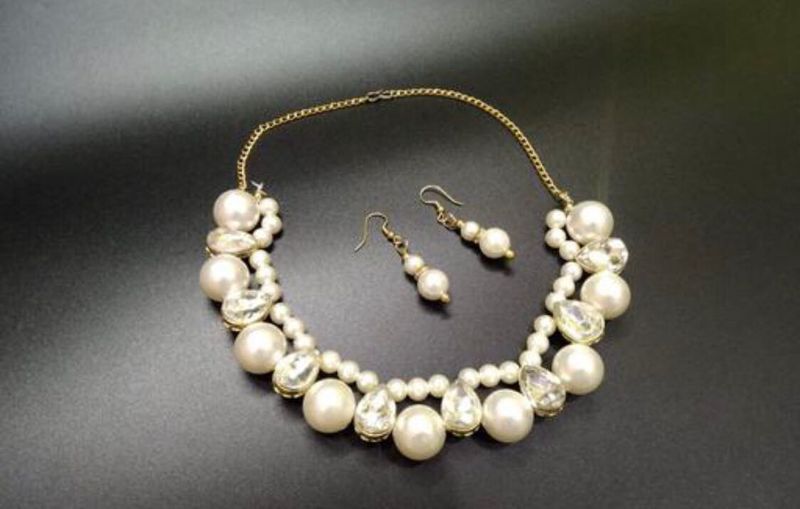 Pearl With Stone Choker Necklace Set