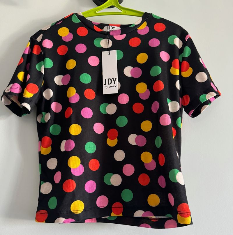 JDY By ONLY Polka Dot Crew Neck Top