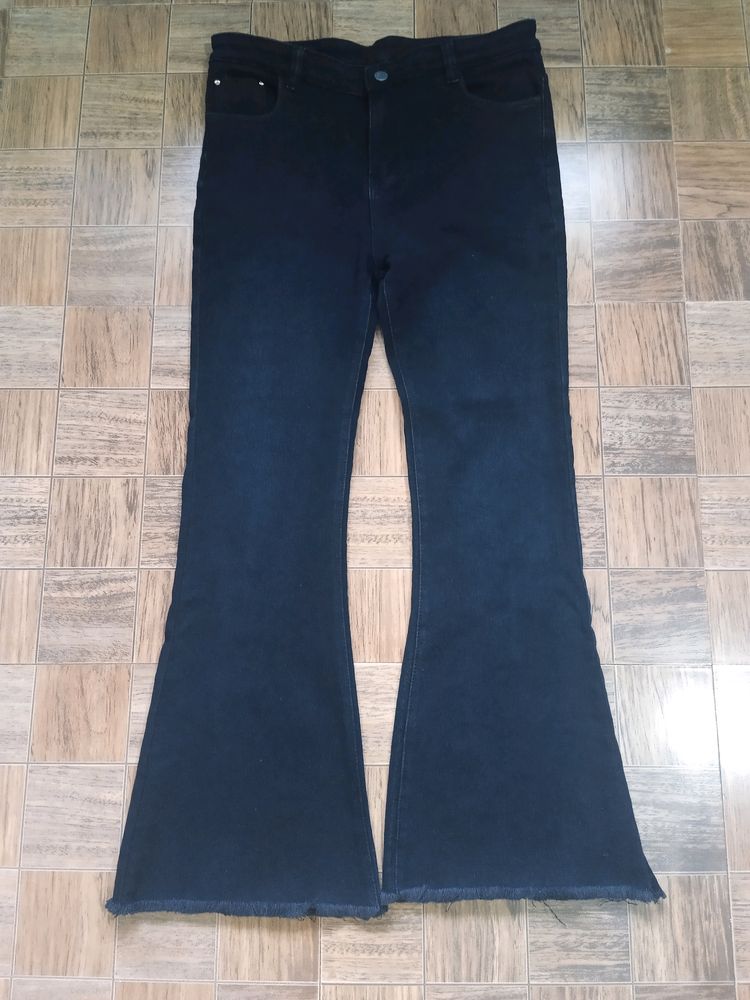 Women Flared High Rise Black Jeans