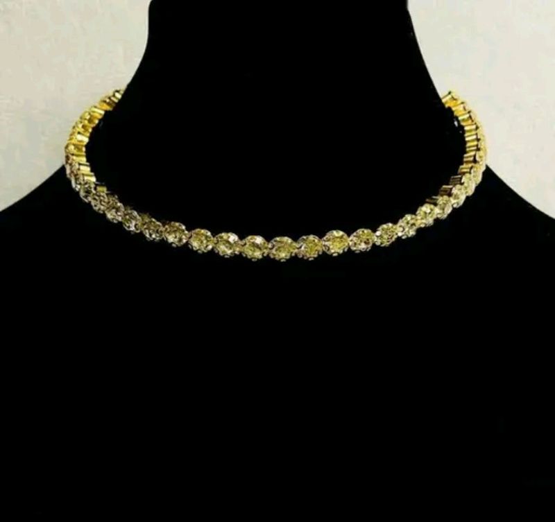 Golden Color Diamond Single Line Choker