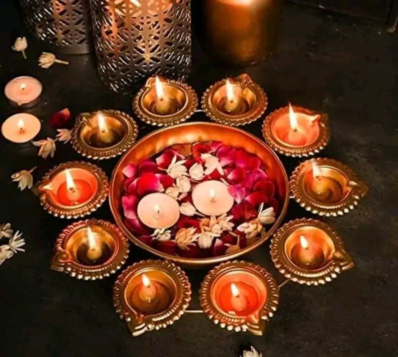 Metal Diya Set