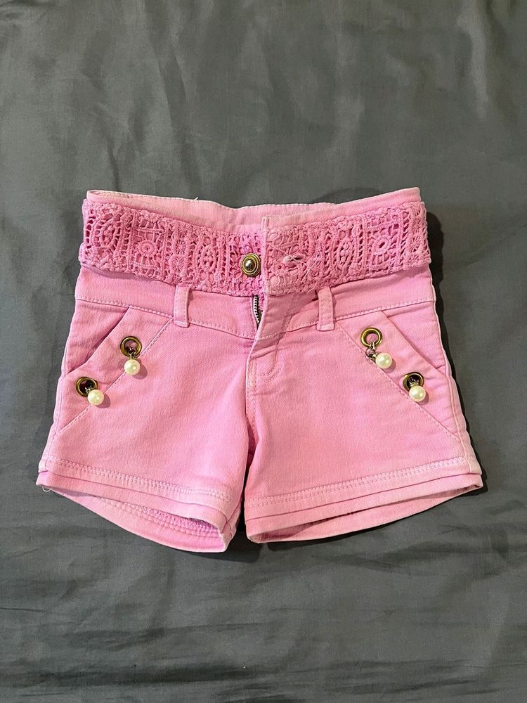 Cute pink Jeans Shorts For Girl