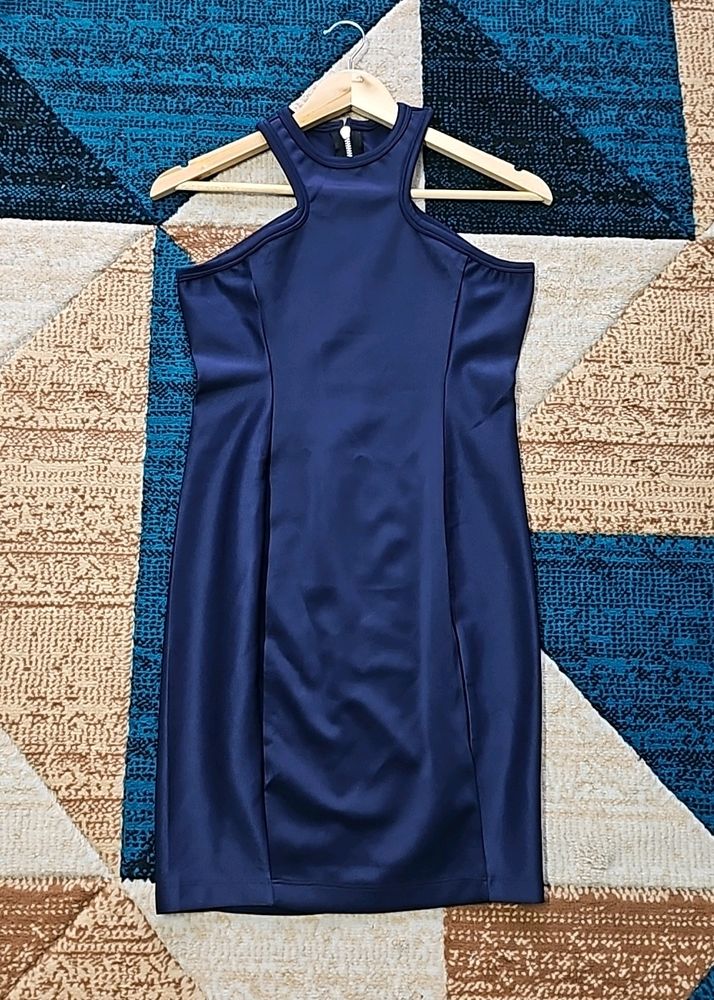 Navy Blue Size Small Sleeveless Women Dress