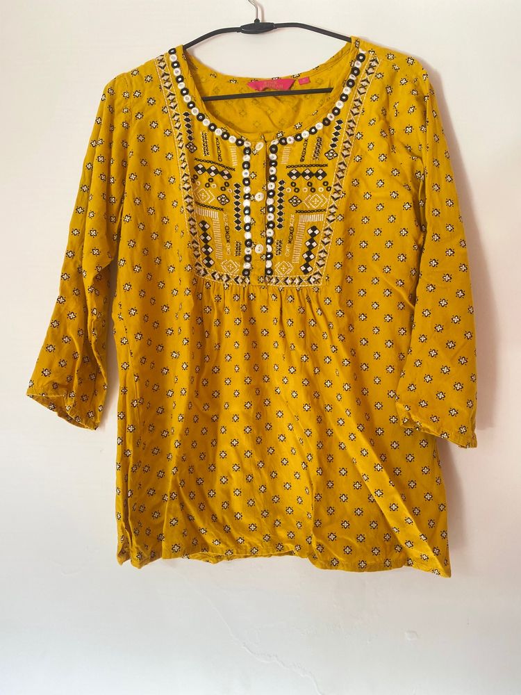 Yellow Short Kurti