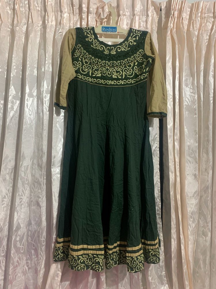 Dark Green Simple Anarkali Kurta