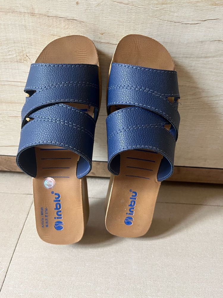 Blue Flatform Sandals