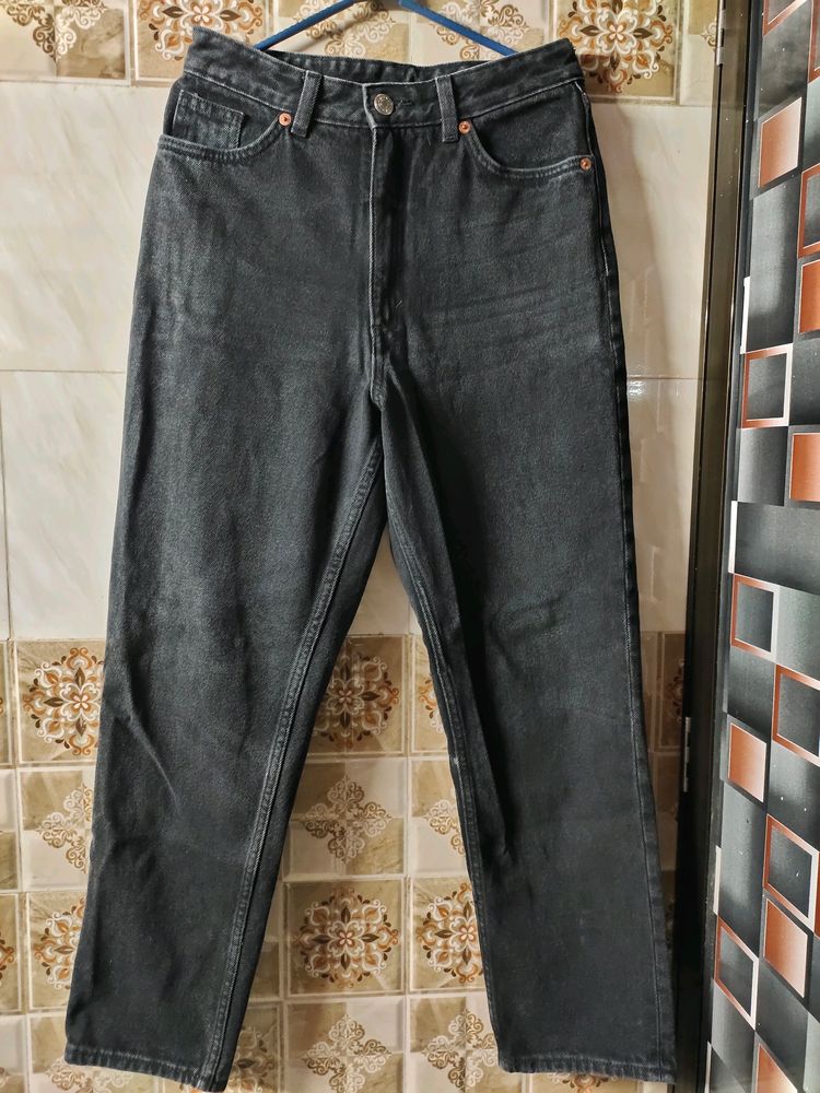 Charcoal Black Mom Fit Jeans