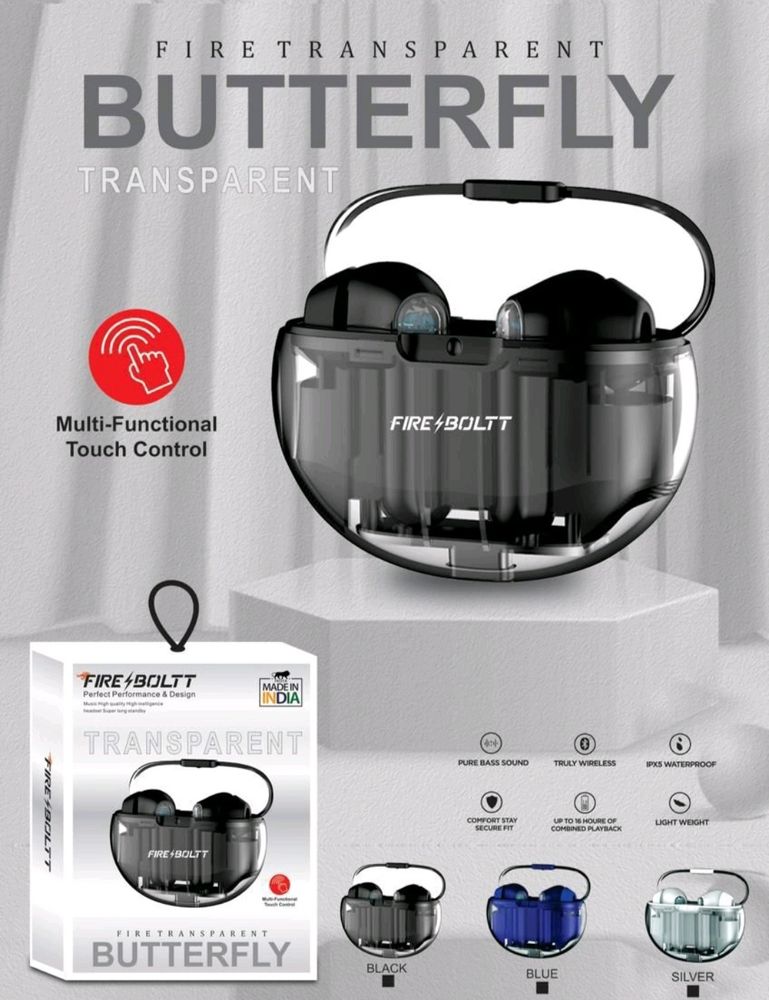 Butterfly Airpodes with Transparent Case(Seal pack