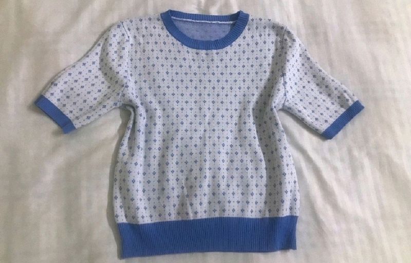 Baby Blue Knitted Top Strechy