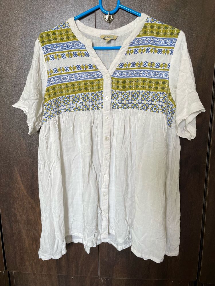 White Printed Tunic Top