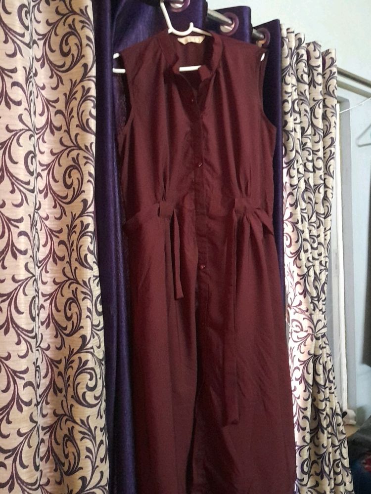 beautiful marron colour dress...high neck ...front