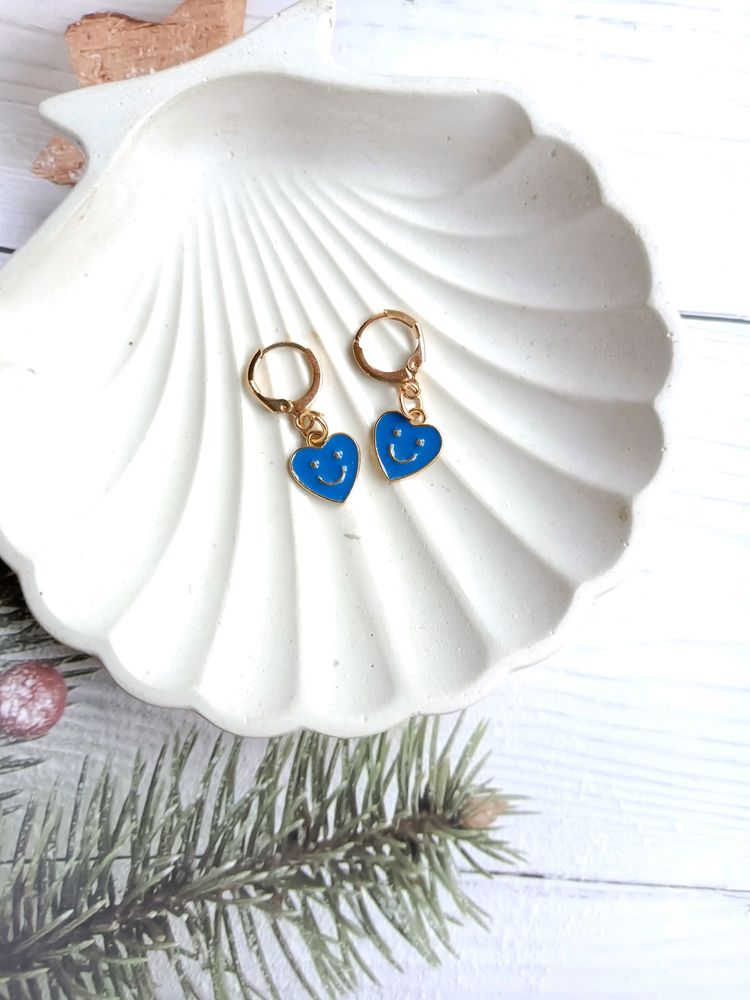 Blue Heart Earrings