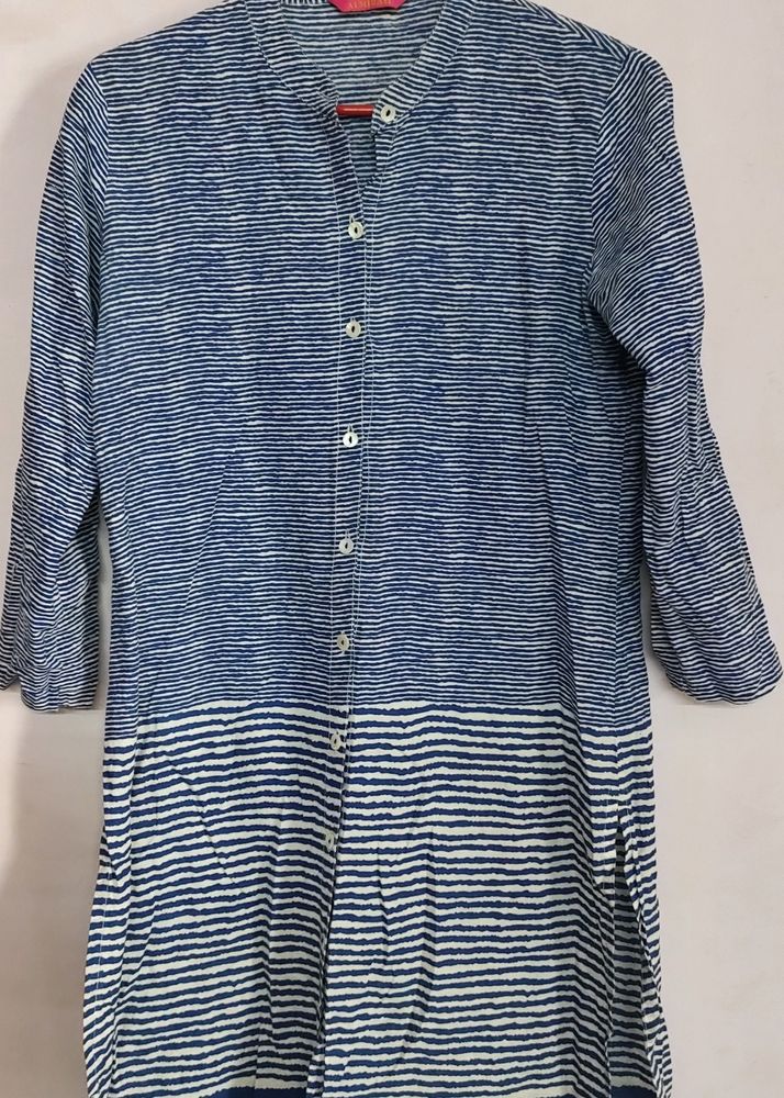 Blue Striped Assymetrical Kurta