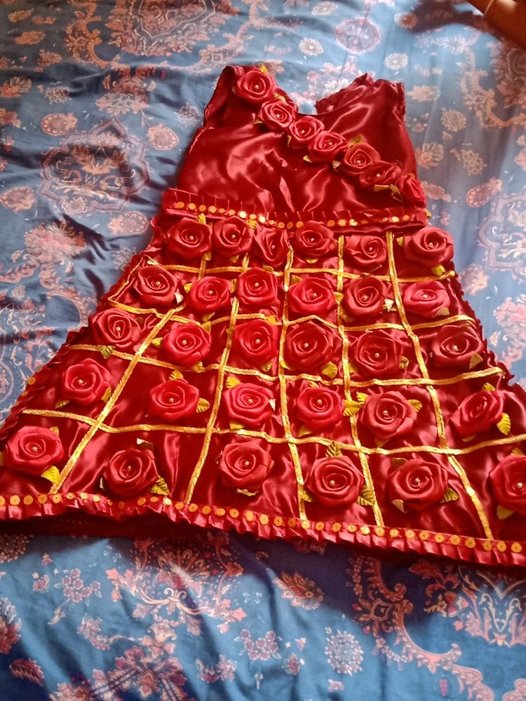 Home made dark Maroon baby new  dress