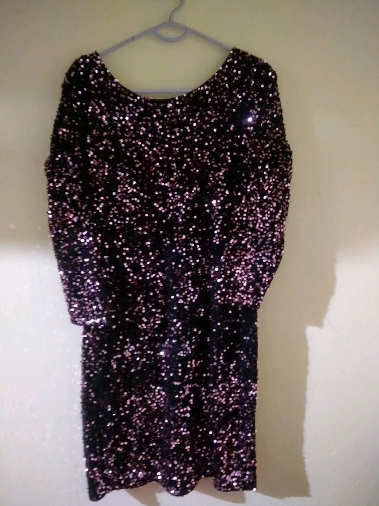 Party Wear Mini Purple Sequence Dress