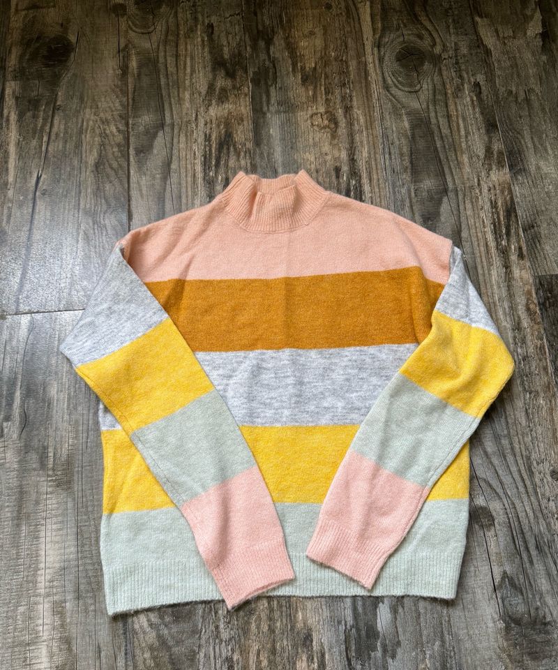 Multicolour Turtle Neck Knit - Forever 21