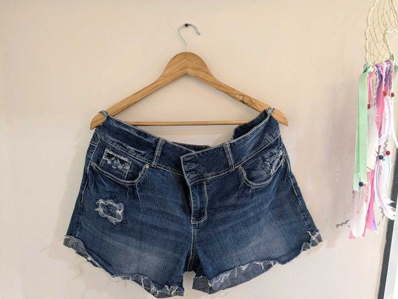 Embroidered Denim Shorts