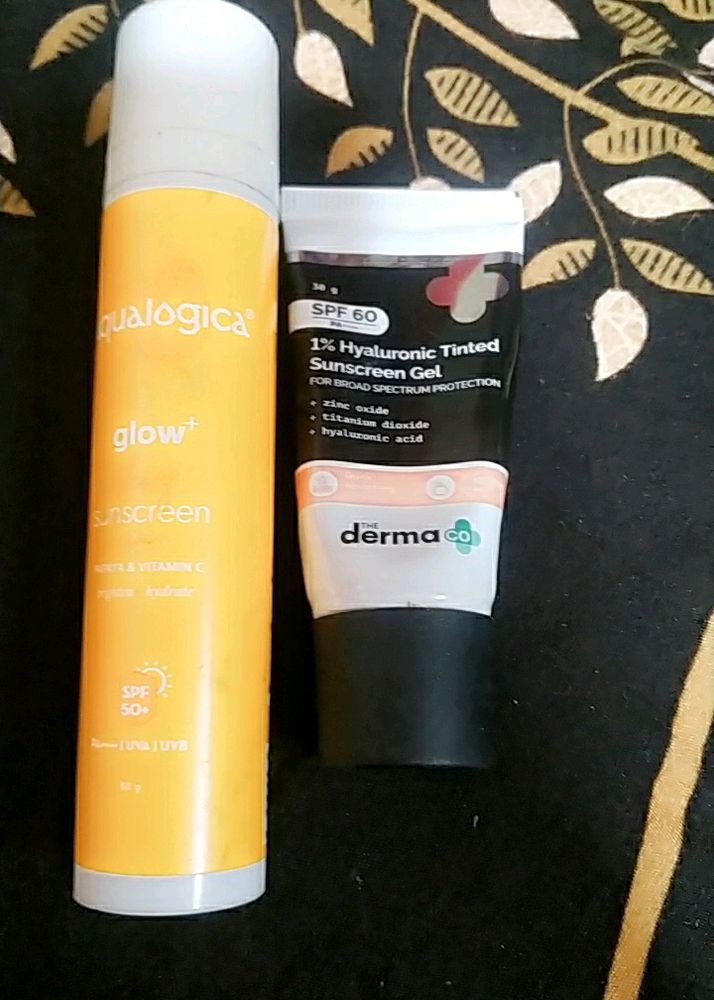 2 Sunscreen Derma Co Tinted & Aqualogica