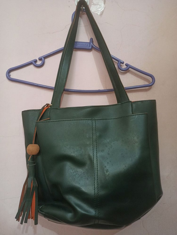 Women Makers Olive Green Shoulder Handbag