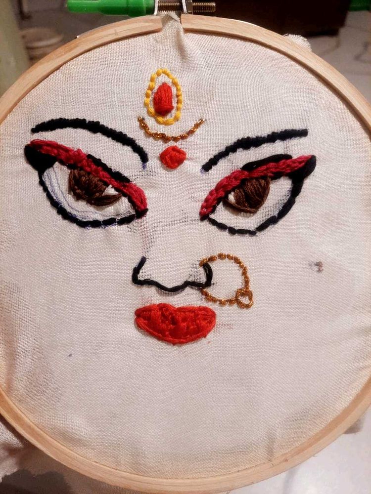 Maa Durga Embroidery Hoop