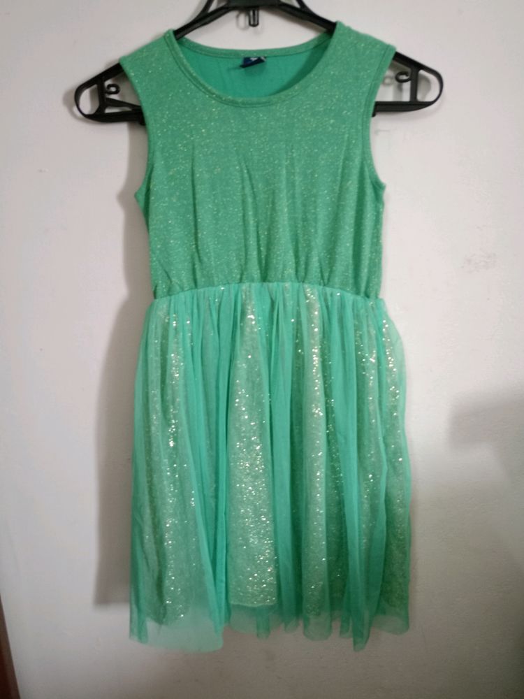 Green Frock With Glitter Work