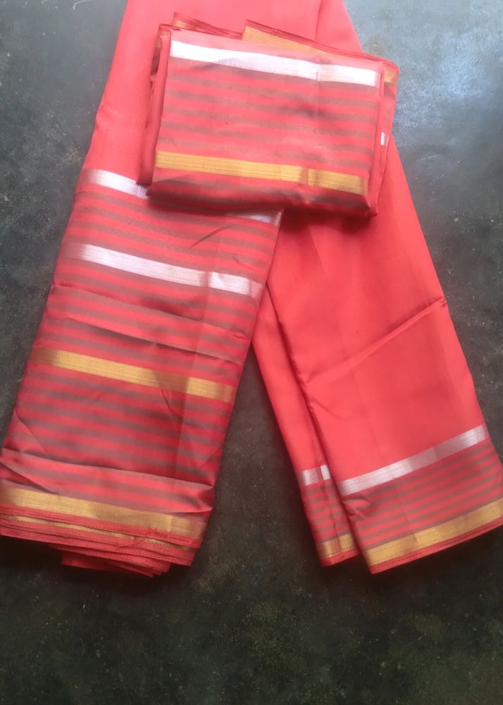 Red Silk Saree With Blouse