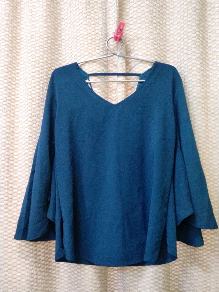 Blue Deep Back With Buttons Top