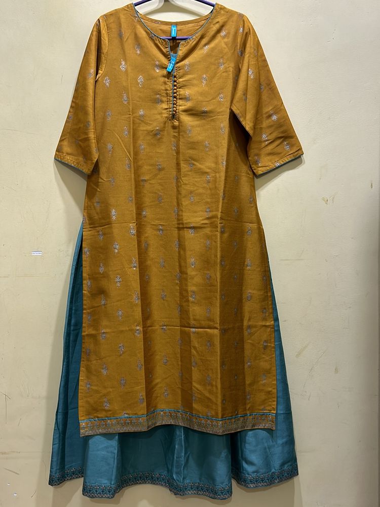 Janasya Ethnic Kurta Jacket Set Size L