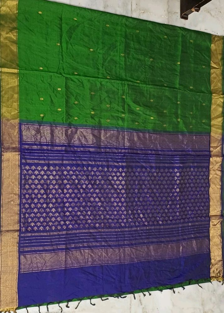 Green And Blue Silk Saree