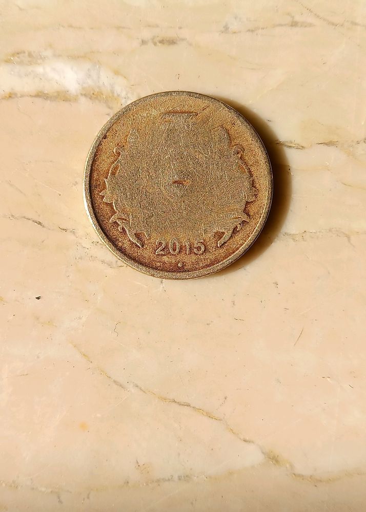 5 Rupees Gold Colour Error Coin