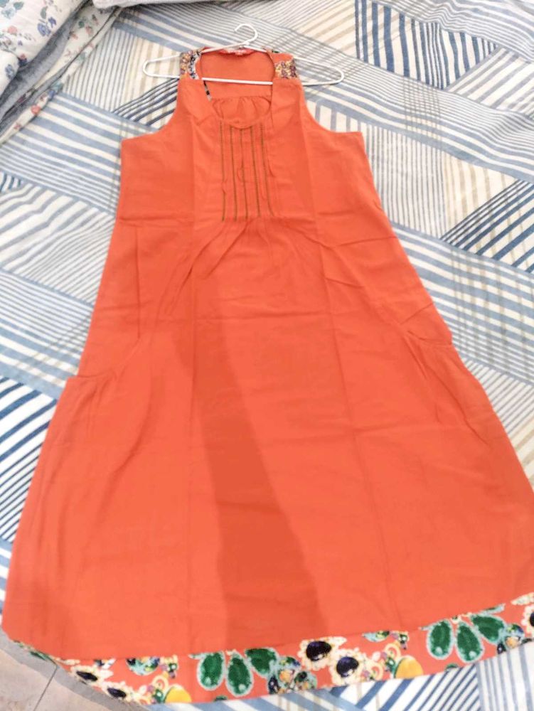 Flowy Orange Fusion Kurti