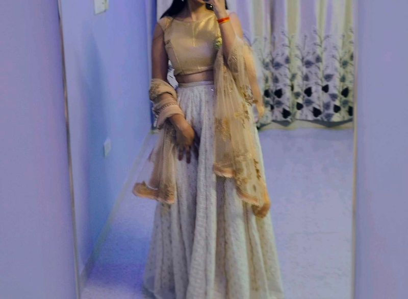 Diwali Sale Crop Top Golden Lehenga