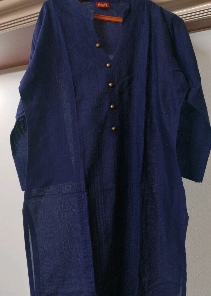 Navy Blue Colour Straight Kurti For Daily Wear