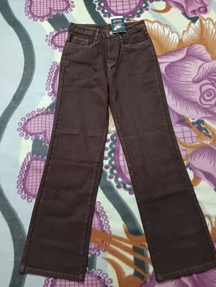 Brown Wide Leg Jeans