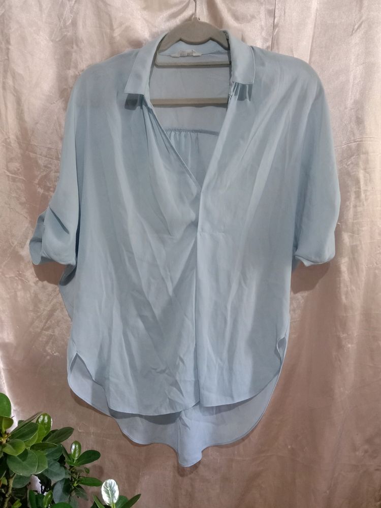 Light Blue Korean Tops