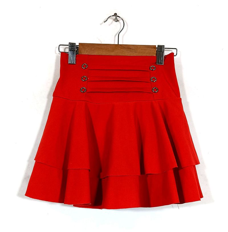 Bright Red Skirt With Shorts (Girls)