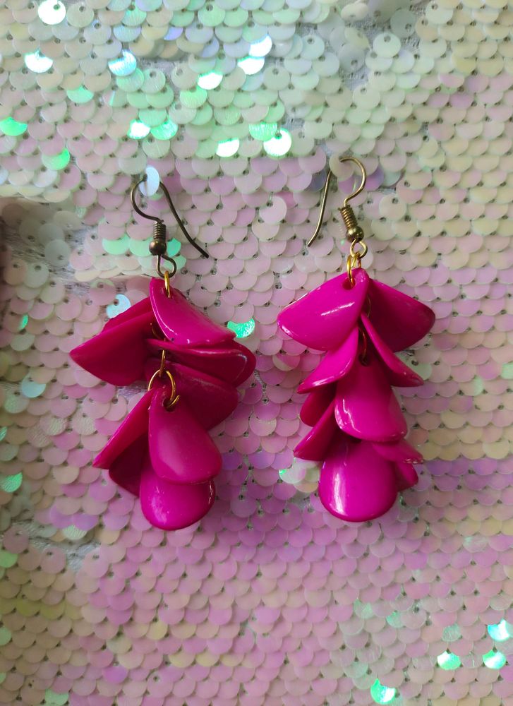 Fuchsia Petal Drop Earrings