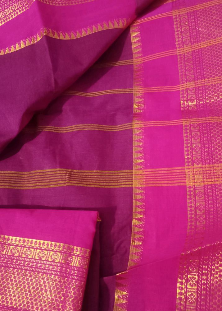 New Chettinad Cotton Saree With 1m Blouse Pc