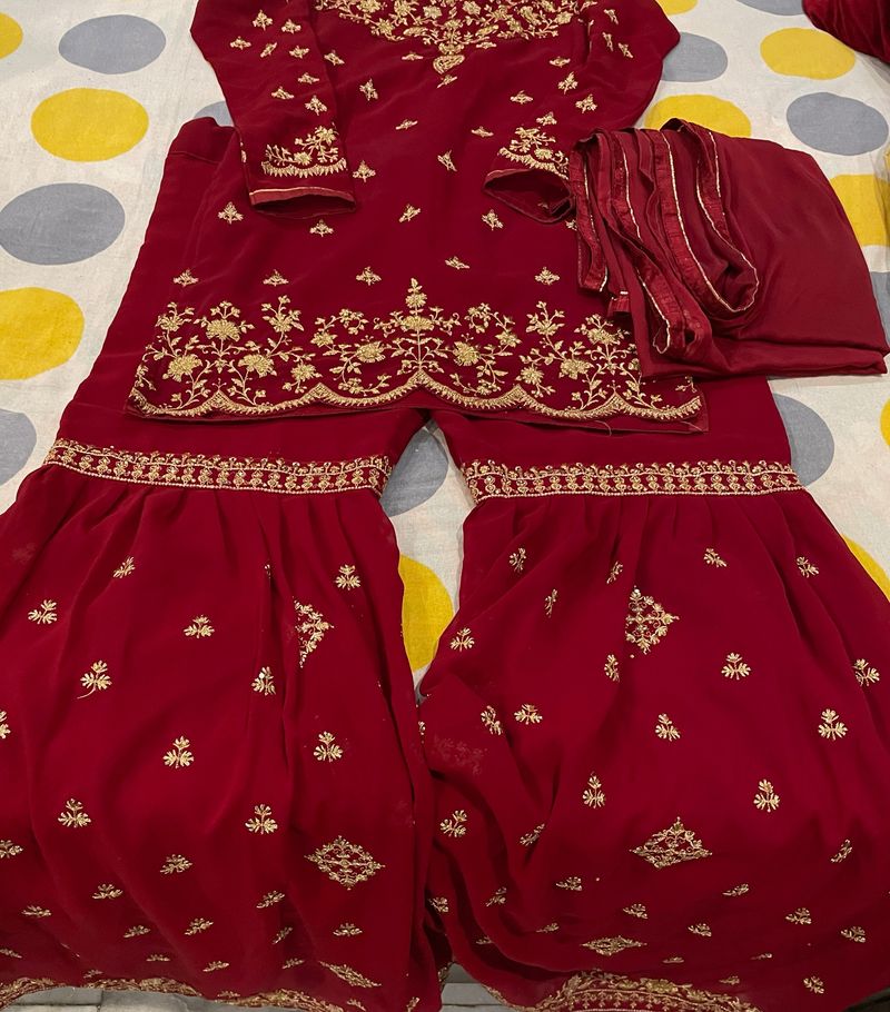 Women Sharara Red