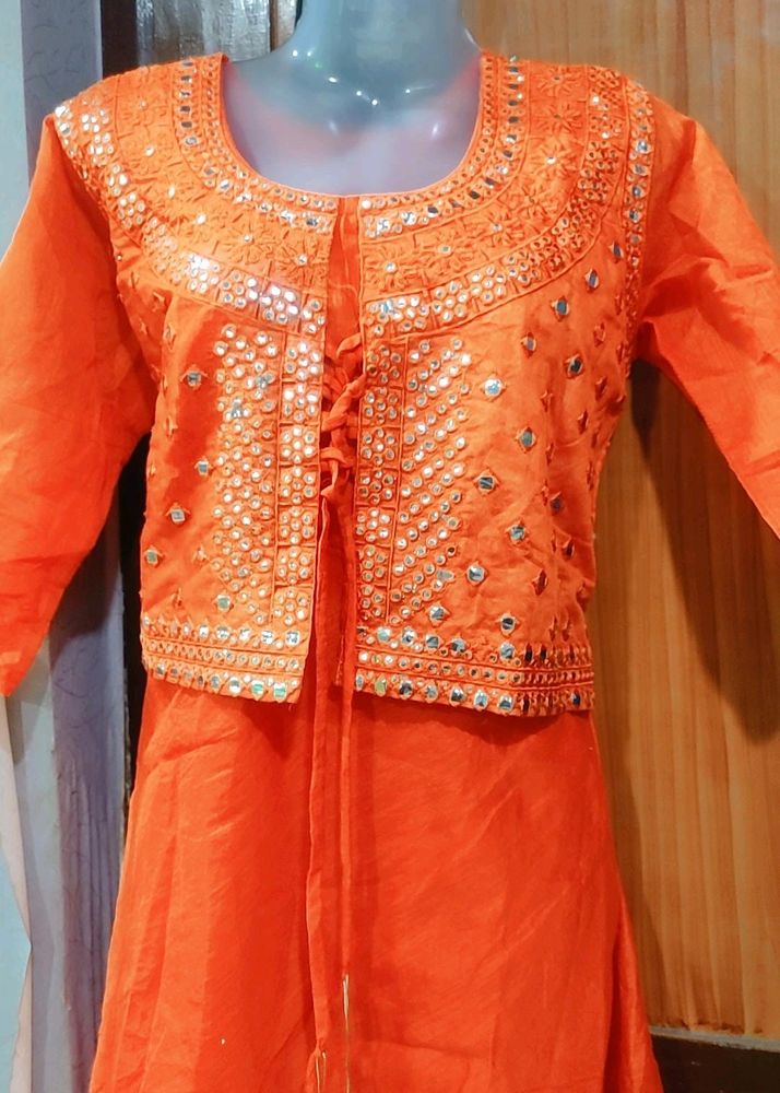 Mirror Work Orange Kurta🌸💕