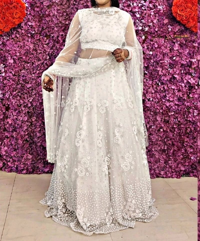 Beautiful White Pearl Lehenga 🤍✨️🦢