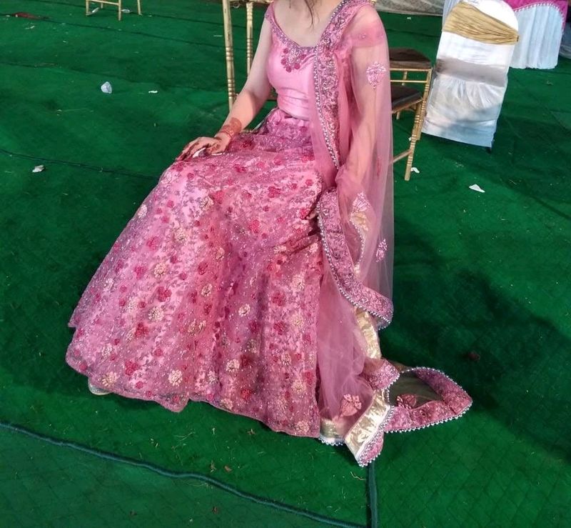 Pink Net Lehenga Choli