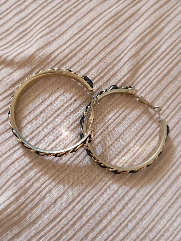 Black And Gold Hoop Earrings