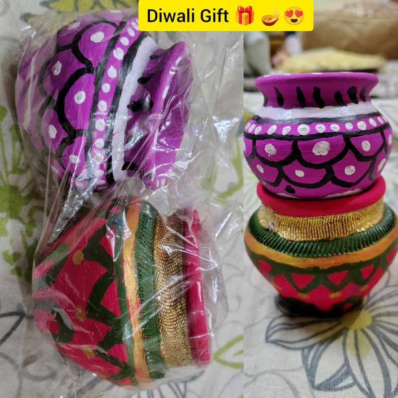 🪔Diwali Gift 🎁 2 Decorative Matki 😍 handicraft