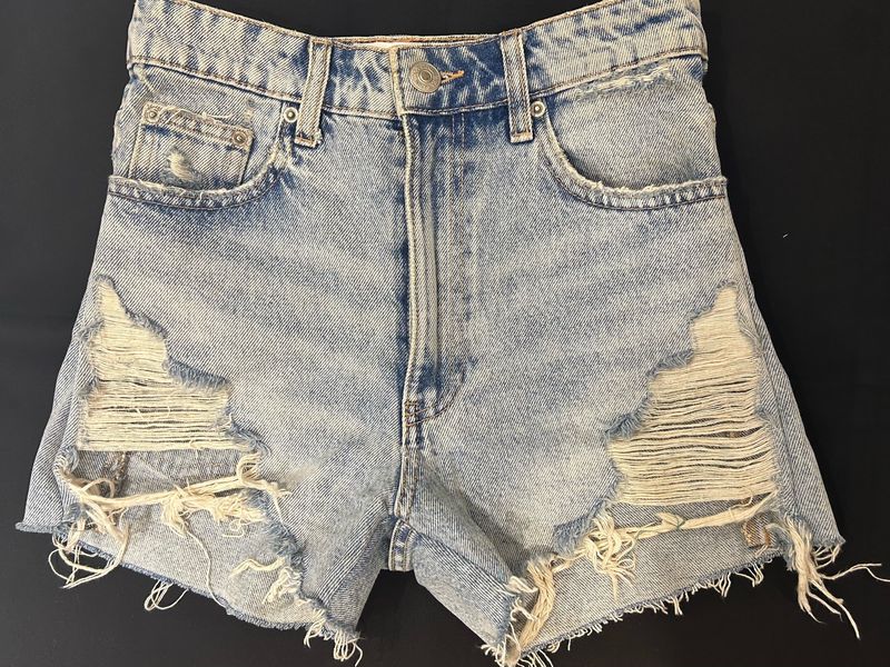 High Waisted Ripped Denim Shorts