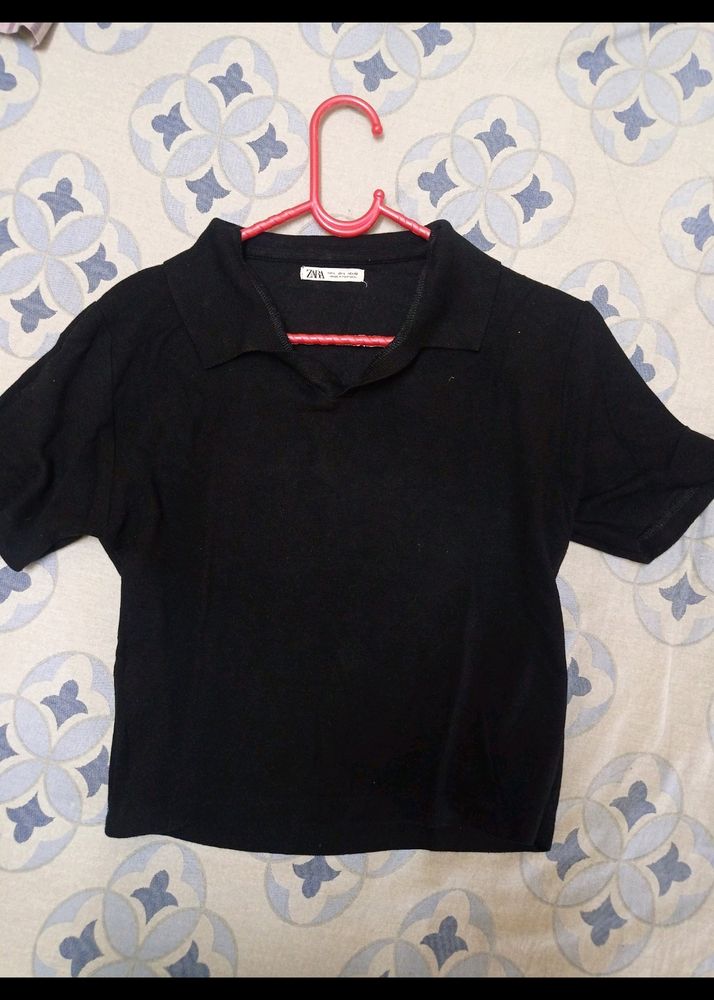 Zara Black Collar T-shirt