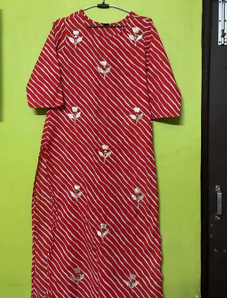 Striped Orange Kurta Ladies